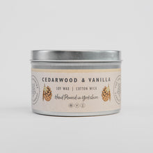 Load image into Gallery viewer, Cedarwood & Vanilla Tin Candle