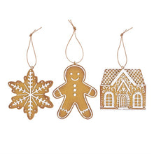 Load image into Gallery viewer, Set of 3 Hanging Gingerbread Decorations