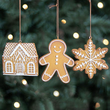Load image into Gallery viewer, Set of 3 Hanging Gingerbread Decorations
