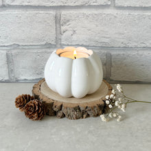 Load image into Gallery viewer, White Pumpkin Tealight Holder
