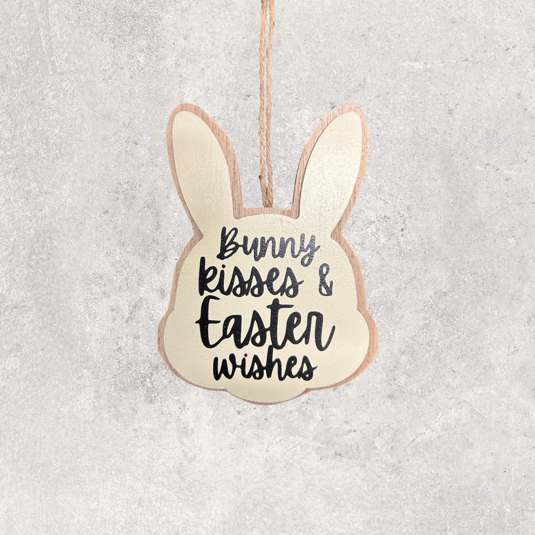 Bunny Kisses & Easter Wishes Wooden Hanger