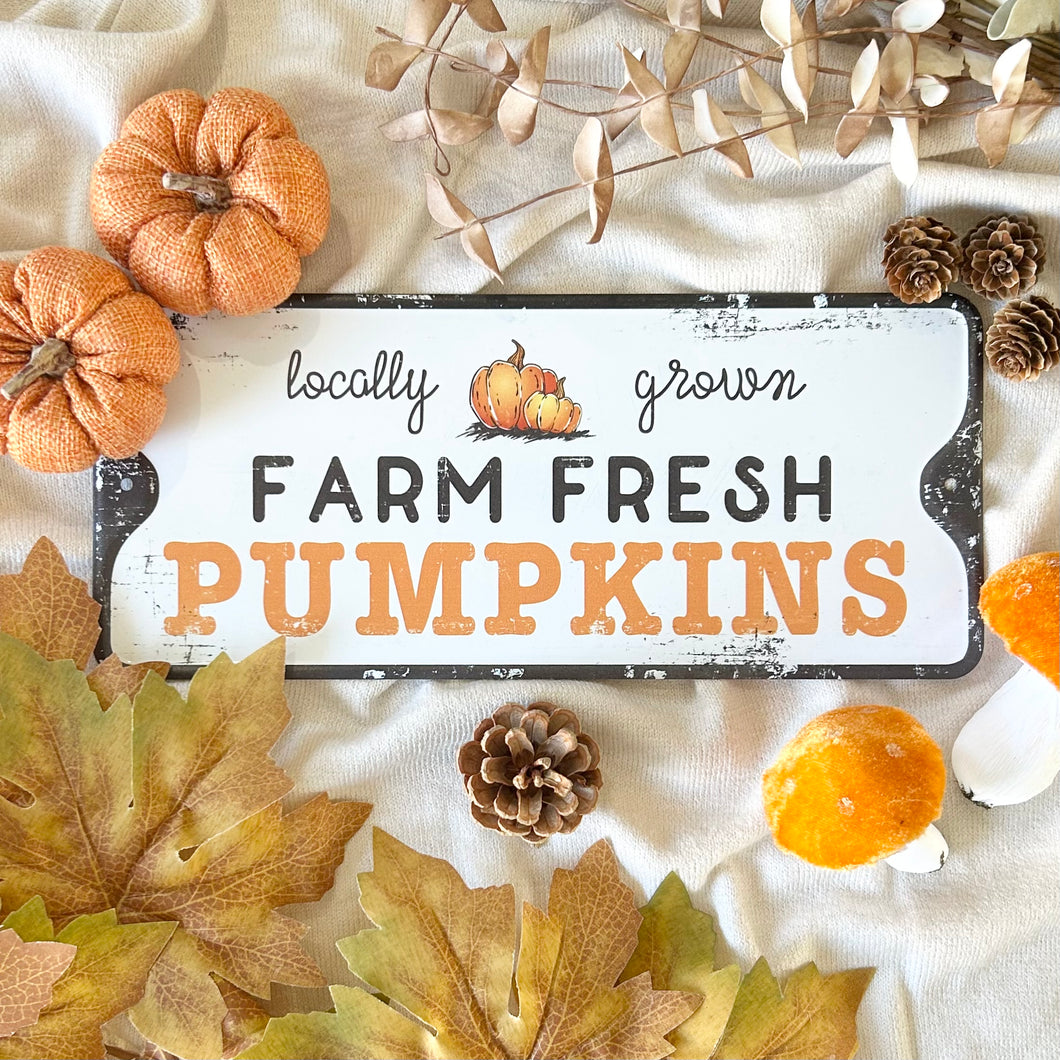 Locally Grown Farm Fresh Pumpkins Metal Sign
