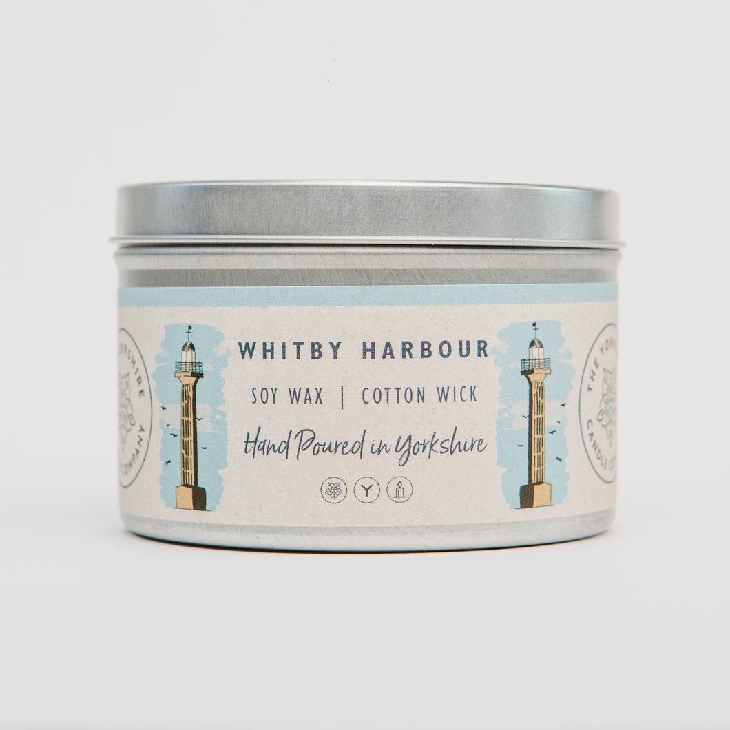 Whitby Harbour Tin Candle