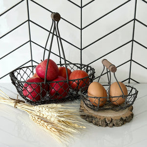 Grey Wire Basket With Long Handle