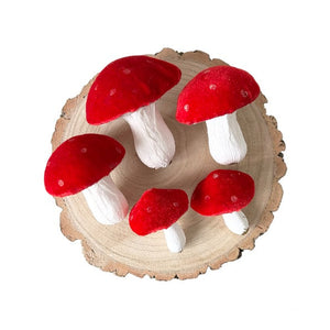 Velvet Toadstools Set - Red