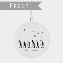 Load image into Gallery viewer, Flat Porcelain Bauble - Penguins

