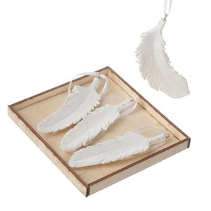 Set of White Hanging Feathers