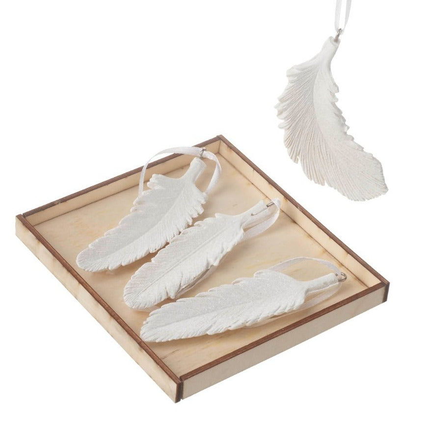 Set of White Hanging Feathers