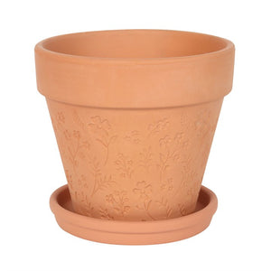 Engraved Botanical Terracotta Planter