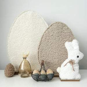 Boucle Egg on Wooden Stand