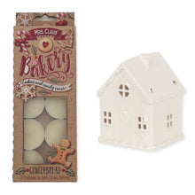 Load image into Gallery viewer, Gingerbread House Tealight Holder with Gingerbread Scented Tealights
