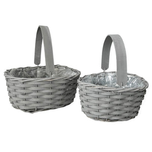 Grey Woven Lined Basket
