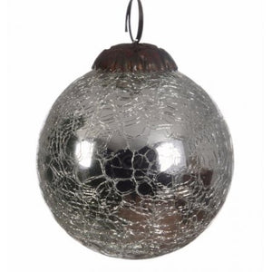 Cracked Silver Glass Bauble