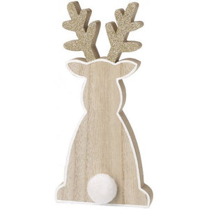 Wooden Reindeer with Pom Pom Tail