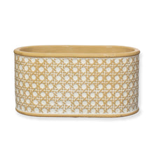 Load image into Gallery viewer, Sass &amp; Belle Rattan Weave Cement Trough Planter
