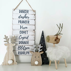 Reindeer Names Wooden Sign