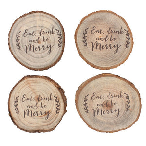 Set of Printed Wood Slice Coasters