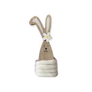 Wooden Bunny Wrapped In Wool