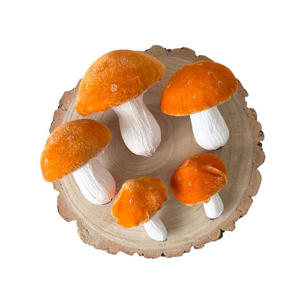 Velvet Toadstools Set - Orange