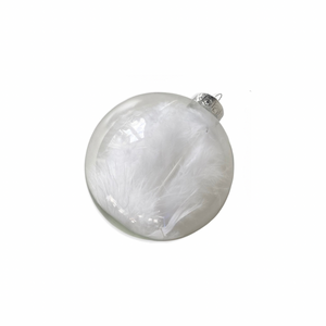 White Feather Glass Bauble