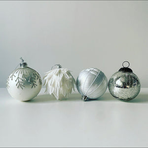 Ice Glitter Silver Bauble