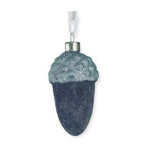 Grey Acorn Glass Bauble