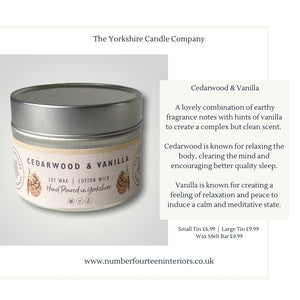 Cedarwood & Vanilla Tin Candle